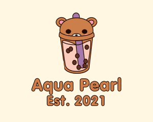 Bear Milk Tea Cup logo design