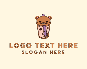 Bear Milk Tea Cup Logo