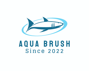 Aquatic Shark Surfing  logo design