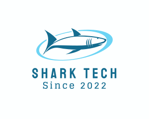 Aquatic Shark Surfing  logo design