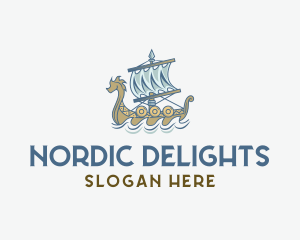 Viking Ship Sailing logo design