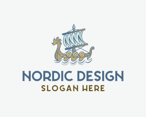 Viking Ship Sailing logo design