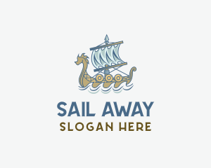 Viking Ship Sailing logo design