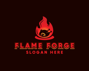 Flame Roast Chicken BBQ logo design