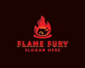 Flame Roast Chicken BBQ logo design