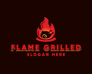 Flame Roast Chicken BBQ logo design