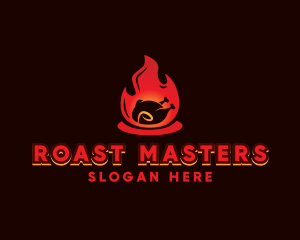 Flame Roast Chicken BBQ logo design