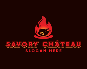 Flame Roast Chicken BBQ logo design