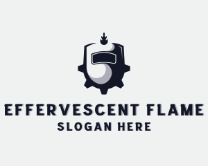 Welding Helmet Flame Gear logo design