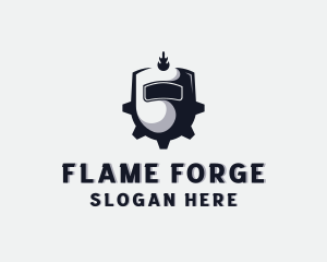 Welding Helmet Flame Gear logo design