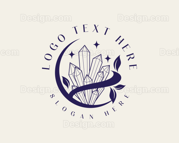 Crystal Gemstone Leaf Logo