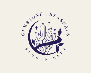 Crystal Gemstone Leaf logo design