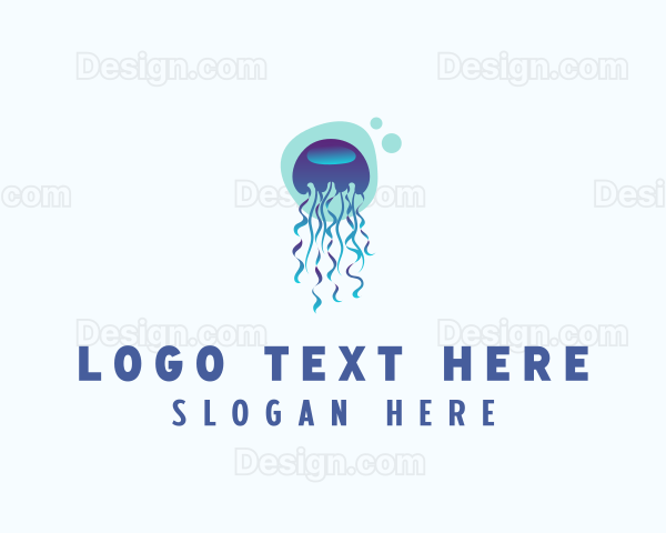 Ocean Jellyfish Bubble Logo