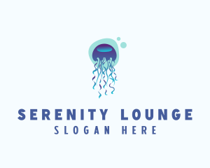 Ocean Jellyfish Bubble Logo