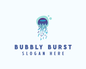 Ocean Jellyfish Bubble logo design