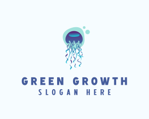 Ocean Jellyfish Bubble logo design