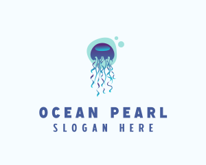 Ocean Jellyfish Bubble logo design