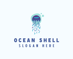 Ocean Jellyfish Bubble logo design