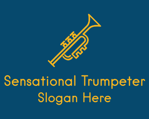 Gold Monoline Trumpet logo design