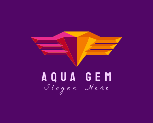 Geometric Gem Wings  logo design