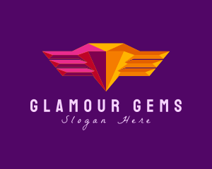 Geometric Gem Wings  logo design