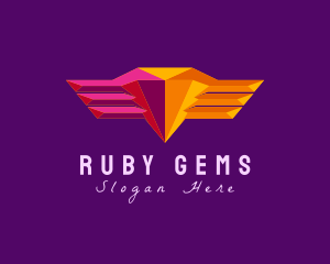 Geometric Gem Wings  logo design