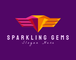 Geometric Gem Wings  logo design