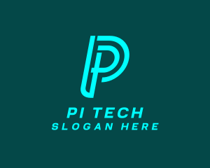 Cyber Tech Letter P logo design