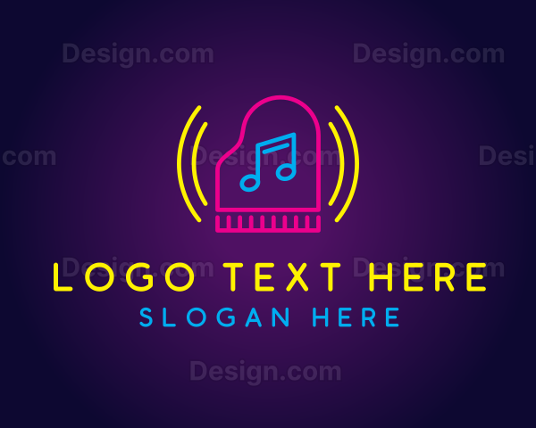 Neon Piano Music Logo