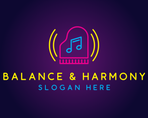 Neon Piano Music logo design