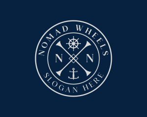 Ship Anchor Wheel logo design