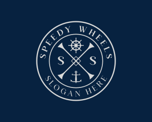 Ship Anchor Wheel logo design