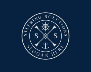 Ship Anchor Wheel logo design