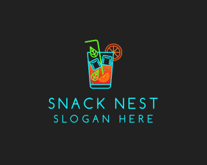 Neon Cocktail Drink  logo design