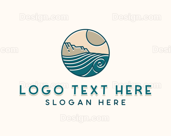 Beach Waves Surfing Logo