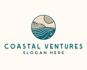 Beach Waves Surfing logo design