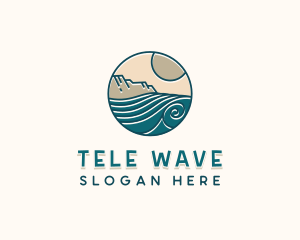 Beach Waves Surfing logo design