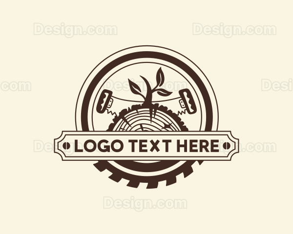 Lumber Circular Saw Woodworking Logo