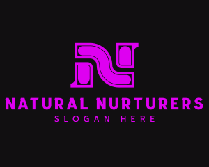 Neon Technology Letter N logo design