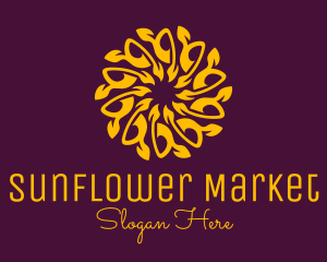 Orange Mandala Sunflower logo design