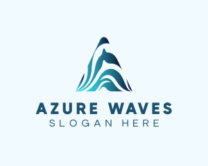 Water Wave Letter A logo design