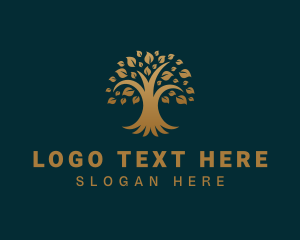 Golden Oak Tree Plant logo