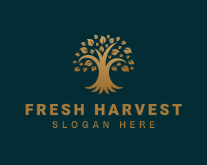 Golden Oak Tree Plant logo design