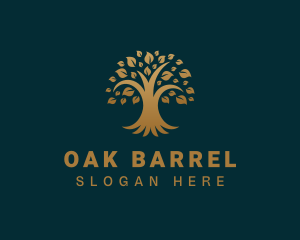 Golden Oak Tree Plant logo design