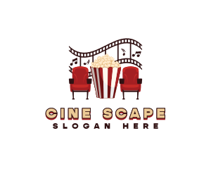 Cinema Chair Popcorn logo design