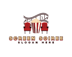 Cinema Chair Popcorn logo design