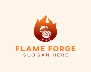 Flame Grill Barbecue logo design