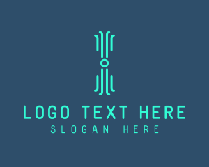 Neon Tech Letter I logo