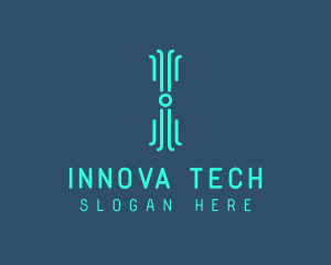 Neon Tech Letter I logo design