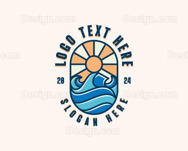 Surfer Ocean Waves Logo